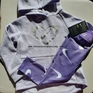 Nike Girls 3T Purple Dri-fit Leggings w/ Hoodie Sweatshirt